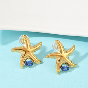 87257 STAINLESS STEEL STUD EARRINGS FOR JEWELLERY 24X24mm/1Pair/ (18K) GOLD PLATED, ,Material STAINLESS STEEL, (0 0) ()