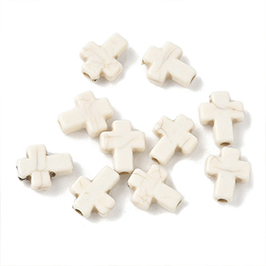 87268 Synthetic Howlite Cross Beads FOR JEWELLERY BAPTIZING 10X8mm/30Pcs//Ø1mm WHITE COLOR, ,Material SEMI PRECIOUS STONES,BEADS (0 0) ()