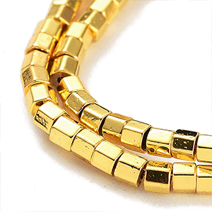 87274 Non Magnetic Synthetic Hematite Column Beads FOR JEWELLERY 3X2mm/220Pcs//Ø0.8mm GOLD PLATED, ,Material ,BEADS (0 0) ()