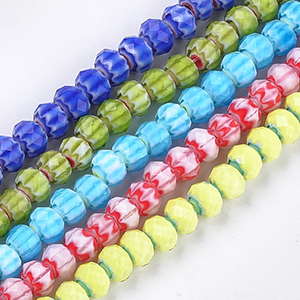 87283 RONDELLE GLASS BEADS FOR JEWELLERY 8X5mm/74Pcs/ MULTICOLOR, FACETED ,Material GLASS,BEADS (0 0) ()