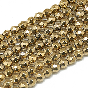 87284 Synthetic Hematite round faceted Beads FOR JEWELLERY 2.5mm/185Pcs/ GOLD PLATED color, FACETED ,Material ,BEADS (0 0) ()