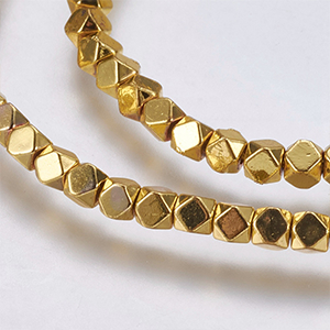 87285 Synthetic non magnetic hematite cube beads FOR JEWELLERY 3X3mm/133Pcs/ GOLD PLATED color,ELECTROPLATED ,Material ,BEADS (0 0) ()