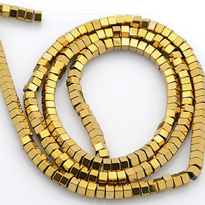 87286 Synthetic non magnetic hematite cube beads FOR JEWELLERY 4mm/100Pcs/ GOLD PLATED color, ,Material ,BEADS (0 0) ()
