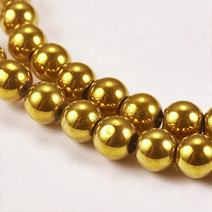87288 SYNTHETIC ROUND HEMATITE BEADS FOR JEWELLERY 4mm/100Pcs/ GOLD PLATED, ,Material ,BEADS (0 0) ()