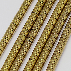 87291 Non Magnetic Synthetic Hematite Column Beads FOR JEWELLERY 2X1mm/400Pcs/ GOLD PLATED, ,Material ,BEADS (0 0) ()