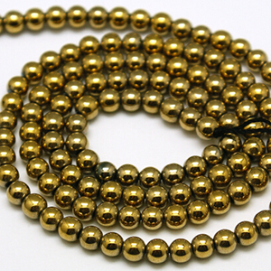 87293 SYNTHETIC ROUND HEMATITE BEADS FOR JEWELLERY 3mm/135Pcs/ GOLD PLATED, ,Material ,BEADS (0 0) ()
