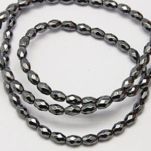 87297 Synthetic Hematite Rice Shape Beads FOR JEWELLERY 5X3mm/82Pcs/ BLACK COLOR, ,Material ,BEADS (0 0) ()