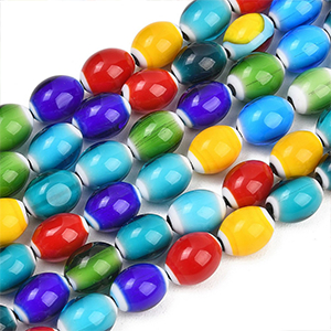 87304 Oval Shape Glass Beads FOR JEWELLERY 13X10mm/28Pcs/ MULTICOLOR, ,Material GLASS,SUMMER,BEADS (0 0) ()