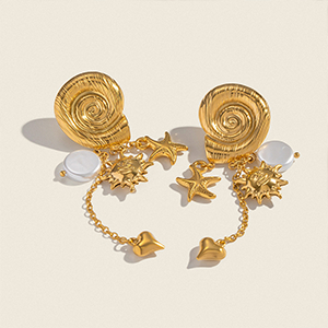 87312 STAINLESS STEEL EARRING STUDS FOR JEWELLERY 80mm//1Pair/ ((18K)) GOLD PLATED, ,Material , (0 0) ()