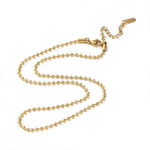 87319 STAINLESS STEEL BALL CHAIN NECKLACES FOR JEWELLERY 40cm//1Pcs/ (IP 18K) GOLD PLATED color,With Lobster Claw Clasp WITH LOBSTER CLAW CLASP ,Material ΑΝΟΞΕΙΔΩΤΟ ΑΤΣΑΛΙ 304, (0 0) ()