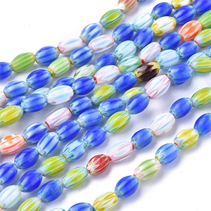 87321 MILLEFIORI OVAL GLASS BEADS FOR JEWELLERY 8X6mm/40Pcs/ MULTICOLOR, ,Material ,BEADS (0 0) ()
