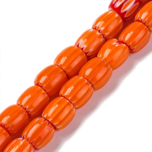 87328 MILLEFIORI OVAL GLASS BEADS FOR JEWELLERY 8X7.5mm/45Pcs/ ORANGE COLOR, ,Material ,BEADS (0 0) ()