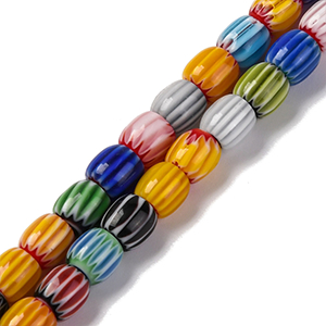 87330 MILLEFIORI BARREL SHAPE GLASS BEADS FOR JEWELLERY 6X6mm/63Pcs/ GREEN COLOR, ,Material ,BEADS (0 0) ()