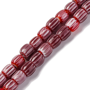 87331 MILLEFIORI BARREL SHAPE GLASS BEADS FOR JEWELLERY 6X6mm/63Pcs/ RED COLOR, ,Material ,BEADS (0 0) ()
