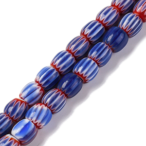 87332 MILLEFIORI BARREL SHAPE GLASS BEADS FOR JEWELLERY 6X6mm/63Pcs/ BLUE COLOR, ,Material ,BEADS (0 0) ()