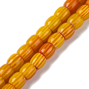 87333 MILLEFIORI BARREL SHAPE GLASS BEADS FOR JEWELLERY 6X6mm/63Pcs/ ORANGE COLOR, ,Material ,BEADS (0 0) ()