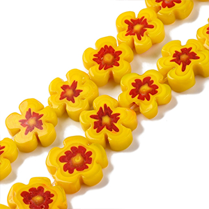 87335 MILLEFIORI FLOWER GLASS BEADS FOR JEWELLERY 13X13mm/28Pcs/ GREEN COLOR, ,Material ,BEADS (0 0) ()