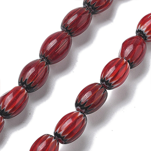 87336 MILLEFIORI OVAL GLASS BEADS FOR JEWELLERY 9X6mm/38Pcs/ BROWN COLOR, ,Material ,BEADS (0 0) ()