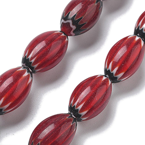 87337 MILLEFIORI OVAL GLASS BEADS FOR JEWELLERY 14X8mm/27Pcs/ BROWN COLOR, ,Material ,BEADS (0 0) ()