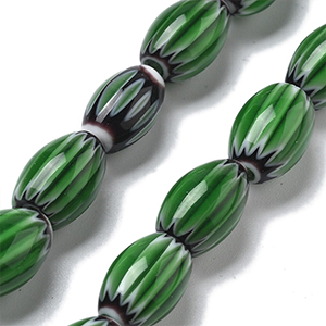 87338 MILLEFIORI OVAL GLASS BEADS FOR JEWELLERY 11X7mm/31Pcs/ GREEN COLOR, ,Material ,BEADS (0 0) ()