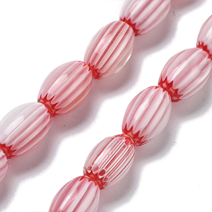87339 MILLEFIORI OVAL GLASS BEADS FOR JEWELLERY 11X7mm/31Pcs/ PINK COLOR, ,Material ,BEADS (0 0) ()