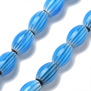 87342 MILLEFIORI OVAL GLASS BEADS FOR JEWELLERY 11X7mm/31Pcs/ LIGHT BLUE COLOR, ,Material ,BEADS (0 0) ()