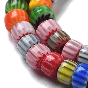 87345 MILLEFIORI ROUND FLAT GLASS BEADS FOR JEWELLERY 6X4mm/98Pcs/ MULTICOLOR, ,Material ,BEADS (0 0) ()
