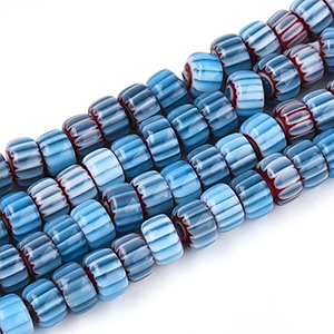 87348 MILLEFIORI ROUND FLAT GLASS BEADS FOR JEWELLERY 6X4mm/96Pcs/ BLUE COLOR, ,Material ,BEADS (0 0) ()