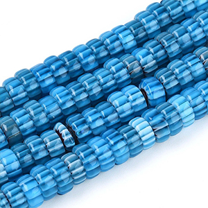 87351 MILLEFIORI ROUND FLAT GLASS BEADS FOR JEWELLERY 8X4mm/96Pcs/ BLUE COLOR, ,Material ,BEADS (0 0) ()