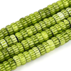 87352 MILLEFIORI BARREL SHAPE GLASS BEADS FOR JEWELLERY 6X4mm/96Pcs/ GREEN COLOR, ,Material ,BEADS (0 0) ()