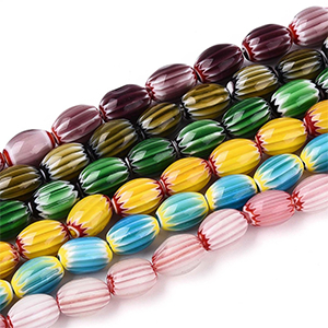 87355 MILLEFIORI BARREL SHAPE GLASS BEADS FOR JEWELLERY 13X9mm/27Pcs//Ø0.8mm MULTICOLOR, ,Material ,BEADS (0 0) ()