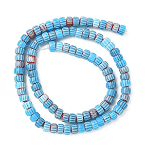 87356 MILLEFIORI GLASS BEADS FOR JEWELLERY 6X4mm/96Pcs//Ø0.8mm BLUE COLOR, ,Material ,BEADS (0 0) ()