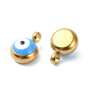 87361 Stainless steel Evil Eye Charms FOR JEWELLERY 8X6mm/4Pcs/ (18K) GOLD PLATED, ,Material STAINLESS STEEL,CHARMS (0 0) ()