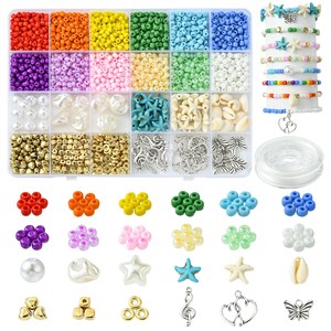 87398 Diy Jewellry kits FOR JEWELLERY 2mm//1Set/ MULTICOLOR, With Glass Seed Beads, Metal charms and CORD ,Material , (0 0) ()