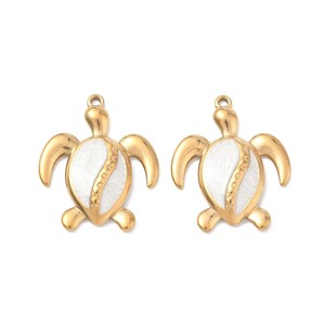 87433 Stainless Steel Turtle Pendants FOR JEWELLERY 30X24mm/1Pcs/ (IP 18K) GOLD PLATED, ,Material ,SUMMER,CHARMS (20 0) ()