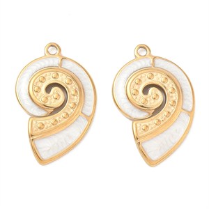 87434 STAINLESS STEEL CONCH CHARMS FOR JEWELLERY 28X18mm/1Pcs/ (IP 18K) GOLD PLATED, ,Material ,Summer,CHARMS (20 0) ()