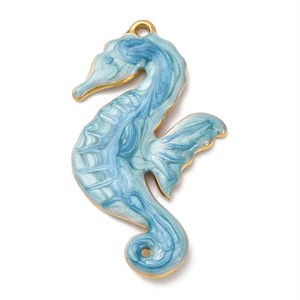 87435 Stainless Steel Sea Horse FOR JEWELLERY 38X22mm/1Pcs/ (IP 18K) GOLD PLATED, ,Material ,SUMMER,CHARMS (0 0) ()