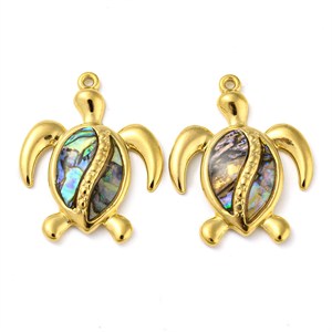 87439 Stainless Steel Turtle Pendants FOR JEWELLERY 30X24mm/1Pcs/ (18K) GOLD PLATED, ,Material ,SUMMER,CHARMS (0 0) ()