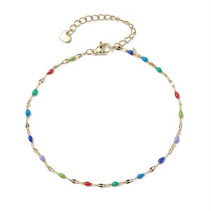 87447 STAINLESS STEEL ANKLETS FOR JEWELLERY 22cm//1Pcs/ (18K) GOLD PLATED, ,Material STAINLESS STEEL, (10 0) ()
