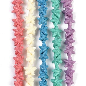 87463 SYNTHETIC CORAL STARFISH BEADS FOR JEWELLERY 10X5mm/31Pcs/ MULTICOLOR, ,Material ,Summer,BEADS (0 0) ()