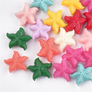 87476 SYNTHETIC CORAL ‘, STARFISH’ FOR JEWELLERY 10X11mm/4Pcs/ MULTICOLOR, ,Material ,SUMMER,BEADS (0 0) ()