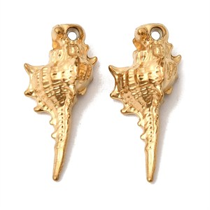 87491 STAINLESS STEEL CONCH CHARMS  FOR JEWELLERY 21X10mm/1Pcs/  (IP) GOLD PLATED,   ,Material ,Summer,CHARMS (18 0) ()
