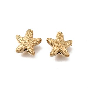 87498 STAINLESS STEEL STARFISH SPACERS  FOR JEWELLERY 10X10mm/1Pcs//Ø1.4mm  (18K) GOLD PLATED,   ,Material ,Summer,BEADS (20 0) ()