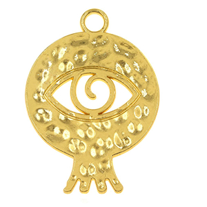 87565 Metal Pomegranades ‘, 2027’ FOR Charms/DECORATION 51X36mm/1Pcs/ GOLD PLATED, WITH EVIL EYES ,Material Rayon,CHRISTMAS, (10 0) ()