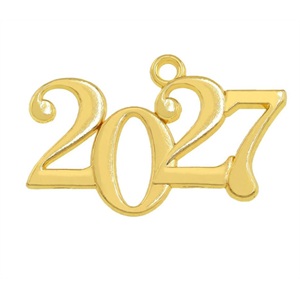 87566 CHRISTMAS 2027 CHARMS ‘, 2027’ FOR Charms/DECORATION 23X34mm/2Pcs/ GOLD PLATED, ,Material Rayon,CHRISTMAS, (30 0) ()