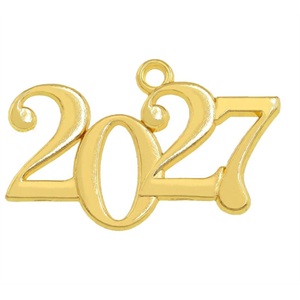 87569 CHRISTMAS 2027 CHARMS ‘, 2027’ FOR Charms/DECORATION 16X22mm/4Pcs/ GOLD PLATED, ,Material Rayon,CHRISTMAS, (0 0) ()