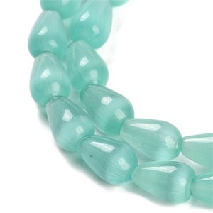 87599 Synthetic Cat;s Eye Peardrop beads  FOR NECKLACEs 10X6mm/42Pcs//Ø1mm   TURQUOISE COLOR,   ,Material GLASS,BEADS (0 5) ()