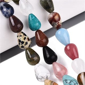 87602 NATURAL AGATE TEARDROP BEADS FOR NECKLACEs 14X10mm/28Pcs//Ø1mm MULTICOLOR, ,Material SEMI PRECIOUS STONES,BEADS (0 2) ()