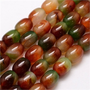 87603 BARREL SHAPE NATURAL AGATE  FOR NECKLACEs 14X10mm/28Pcs//Ø1.5mm   RED COLOR,   ,Material SEMI PRECIOUS STONES,BEADS (0 5) ()