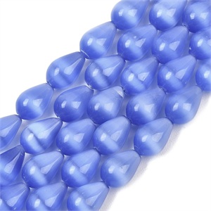 87607 Synthetic Cat;s Eye Peardrop beads FOR NECKLACEs 12X8mm/32Pcs//Ø1mm LIGHT BLUE COLOR, ,Material SEMI PRECIOUS STONES,BEADS (0 5) ()